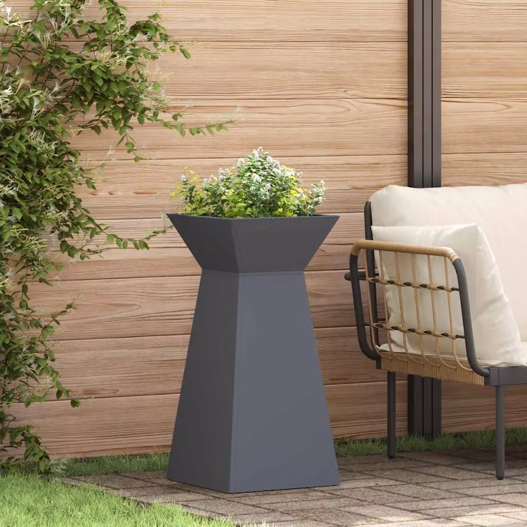 Set di 2 vasi a pilastro moderni vidaXL in metallo colore antracite L/P/H: 35 x 35 x 73 cm