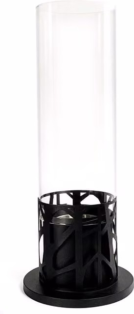 Biocamino da terra Piper Aosom in metallo nero con bruciatore da 1,5L in acciaio inox e vetro temperato, L/P/H: 20,3 x 20,3 x 50 cm