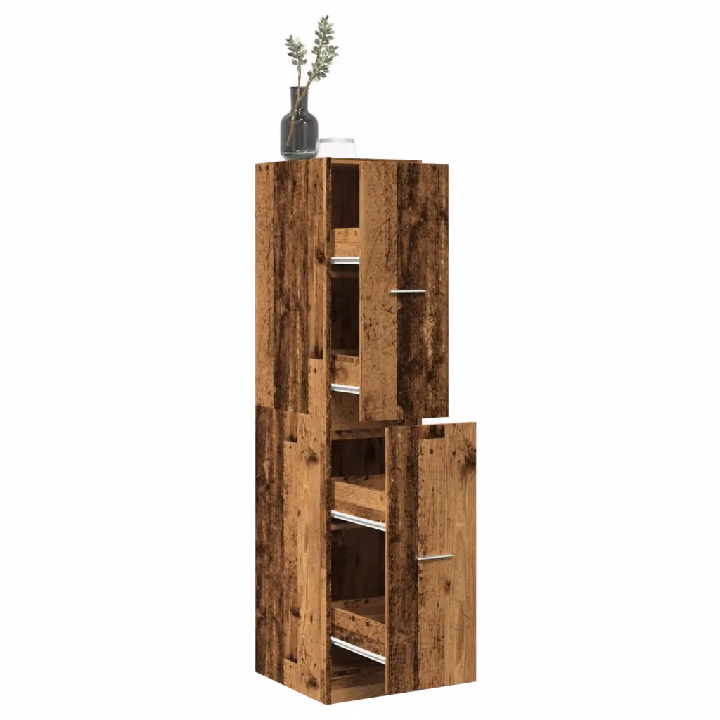 Armadietto da Farmacia da Parete vidaXL in Legno Vecchio Marrone con Ripiani Interni L/P/H: 30 x 41 x 144,5 cm