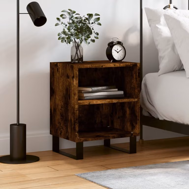 Comodino sospeso vidaXL in legno Rovere Fumo, design moderno, L 40 cm x P 30 cm x H 50 cm