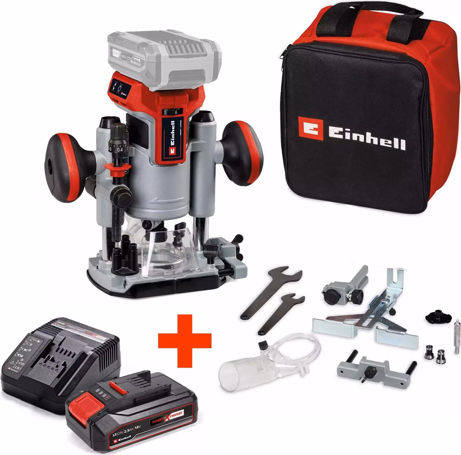 Pantografo a batteria Einhell TP-RO 18 Set Li BL + kit di avviamento con batteria da 2,5 Ah