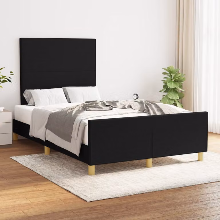 vidaXL Giroletto senza Materasso Moderno in Tessuto Nero L/P/H: 120 x 200 x 123 cm