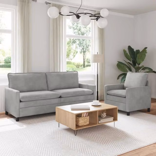 Set di divani 2 pz Grigio Chiaro Velluto 3417109
