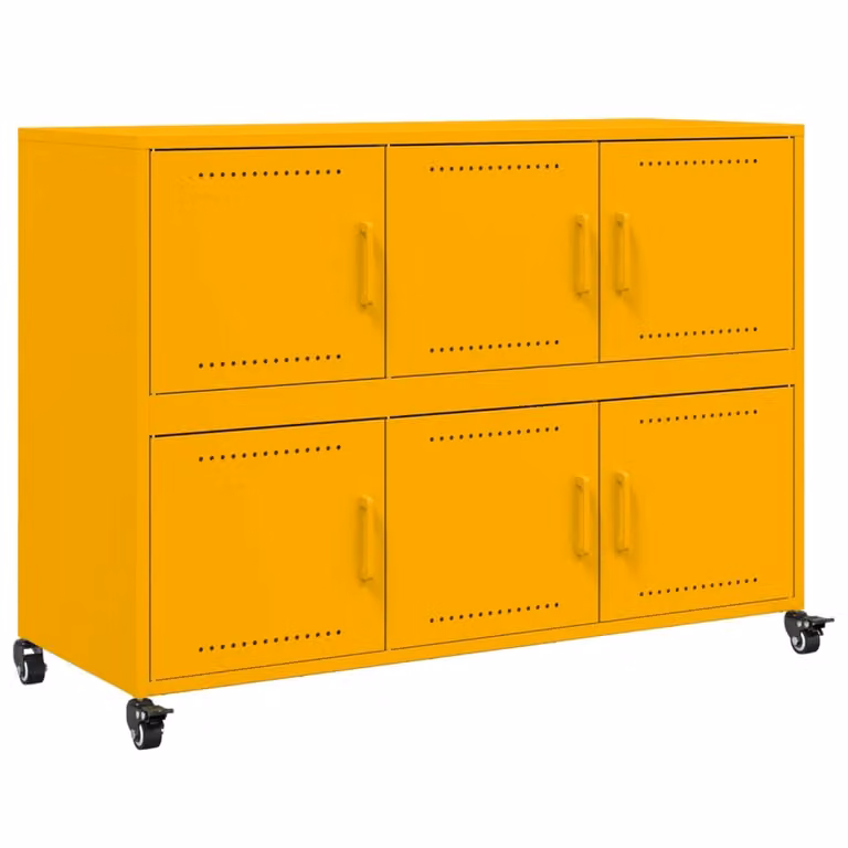 Credenza Giallo Senape 100,5x39x72 cm Acciaio Laminato a Freddo