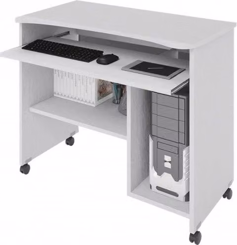 Portacomputer IPERBRIKO bianco con ruote in legno nobilitato H: 76 cm, L: 93 cm, P: 48,5 cm – 1