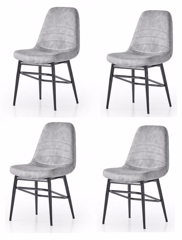 Set di sedie, 4 sedie moderne in tessuto, comode, morbide e confortevoli, grigie