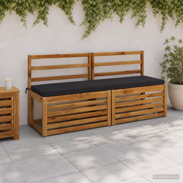 vidaXL Cuscino per panchina SOEST in poliestere nero L 140 cm x P 40 cm x H 5 cm