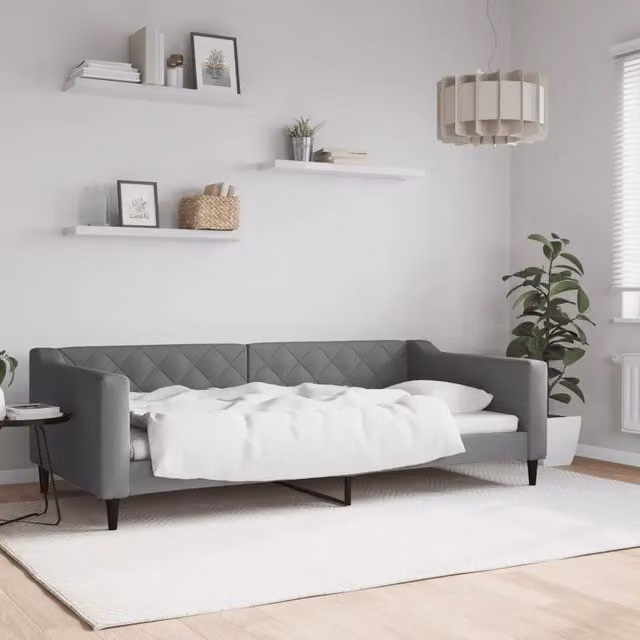 Letto da Giorno Moderno vidaXL Grigio con Struttura Imbottita L: 110 cm, P: 200 cm, H: 67 cm – 1