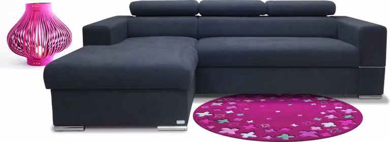 Ecksofa L-Form Couch Design Polster Modern Textil Bettfunktion Bettkasten Stoff