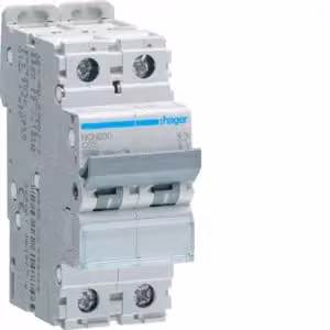 Interruttore Hager LS a 2 poli 10 kA/15 kA C-0,5 A 2 M NCN200