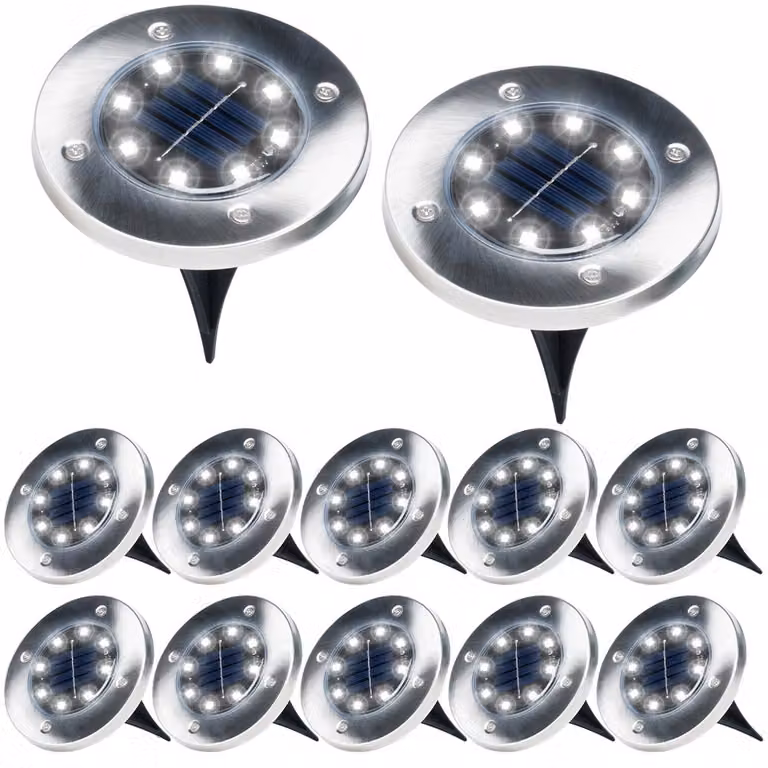 Luci solari ecologiche in acciaio inox per il giardino