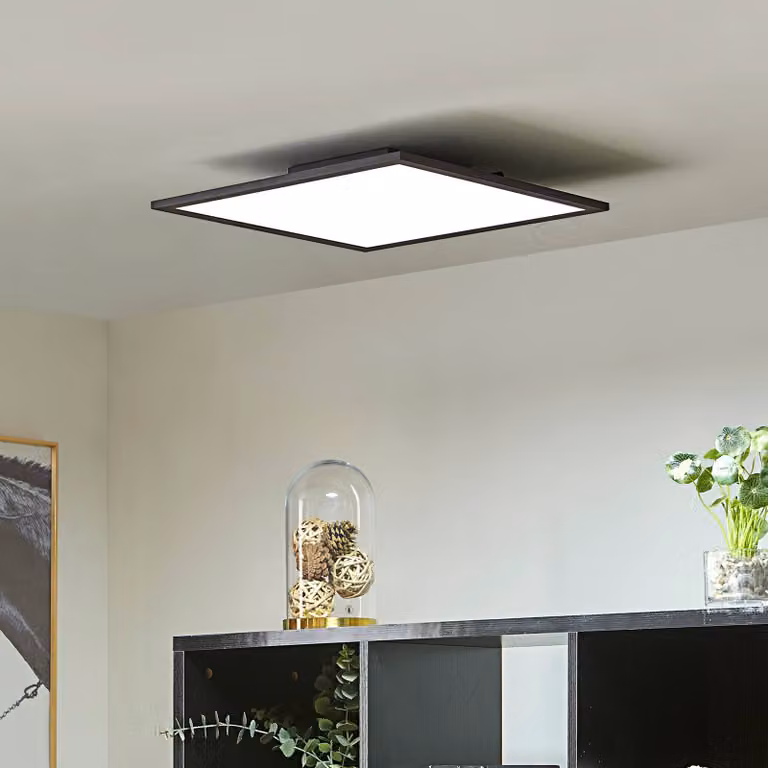 Pannello LED Lamin Lindby, dimmerabile, Nero, Soggiorno / Sala da pranzo, Moderno, Plafoniera LED