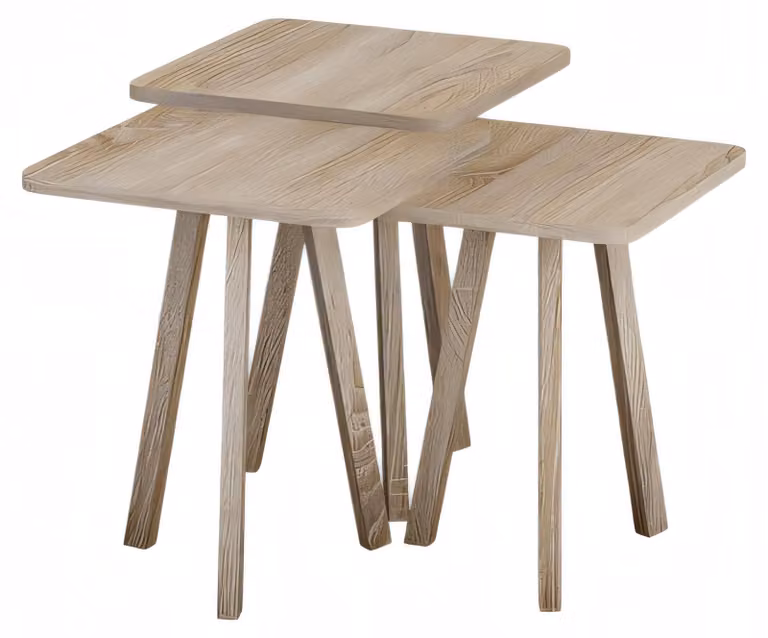 Beige Holz Couchtisch-Set Modern Elegant Wohnzimmermöbel