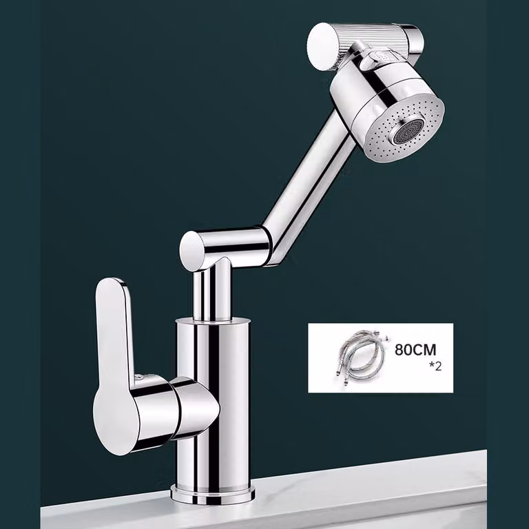 Miscelatore da lavabo ZELURXX, orientabile in tre dimensioni con angoli multipli, regolabile in altezza, utilizzabile in cucina, bagno, balcone, diametro 4 cm