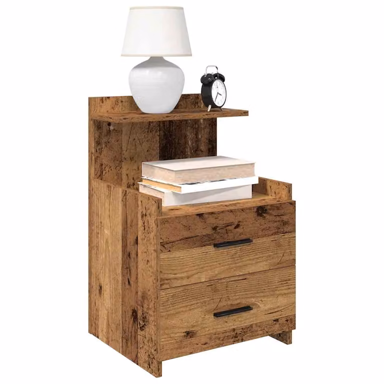 Set di 2 comodini vidaXL in legno effetto rustico marrone con 2 cassetti L 40 cm x P 36,5 cm x H 62 cm