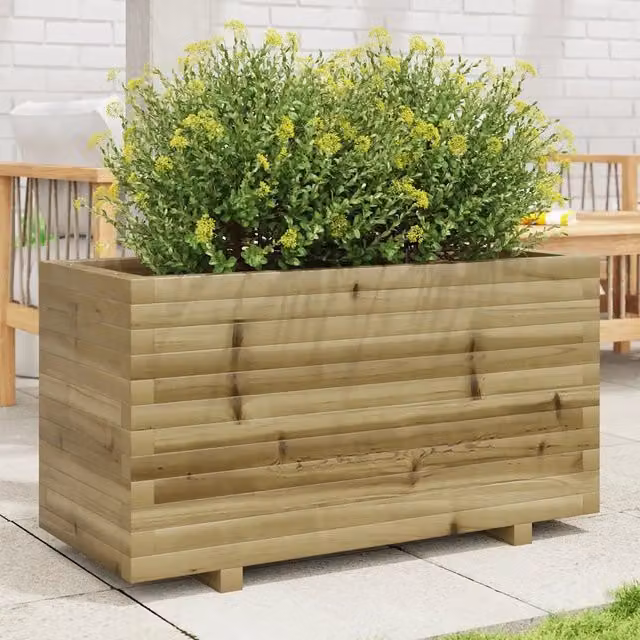 Fioriera da giardino vidaXL in legno marrone L: 90 cm, P: 40 cm, H: 49,5 cm