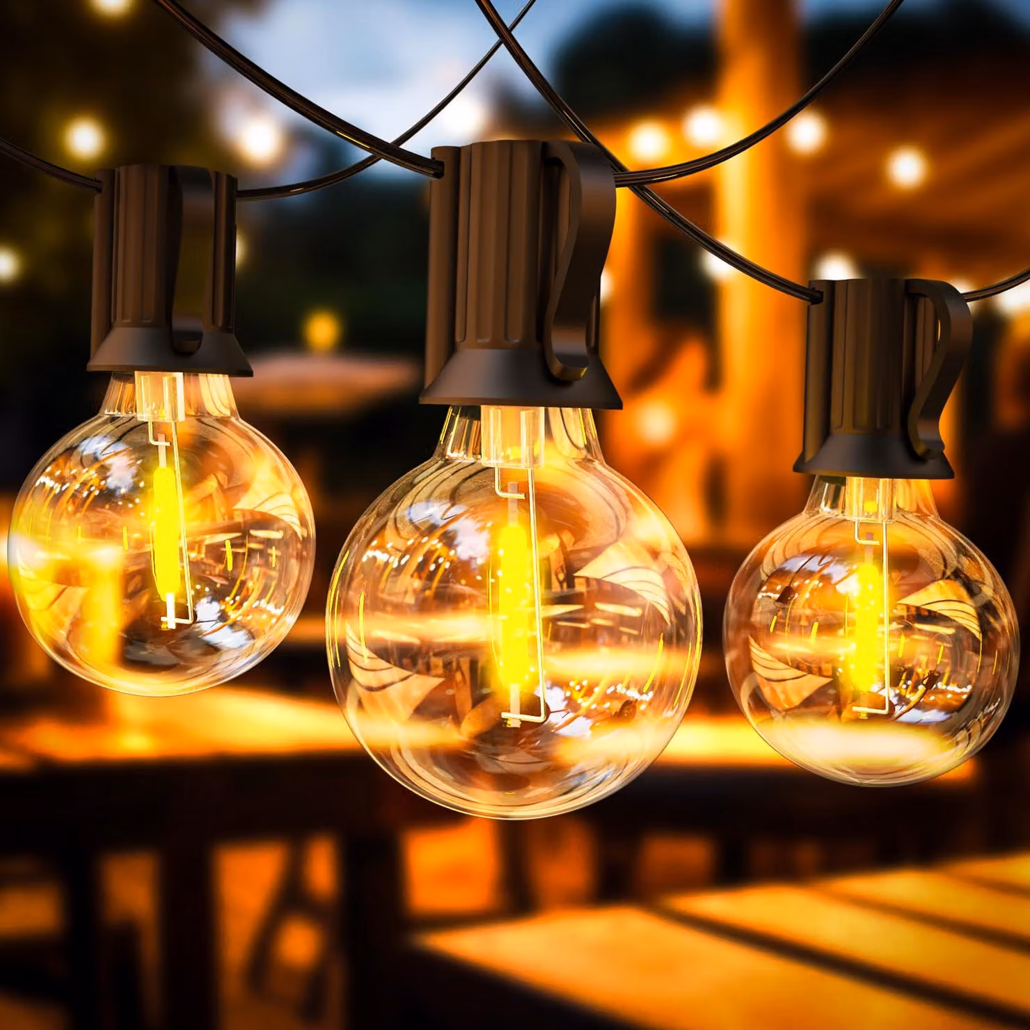 Catena luminosa a LED, 18 metri, 25+2 lampadine bianco caldo, dimmerabile, con timer