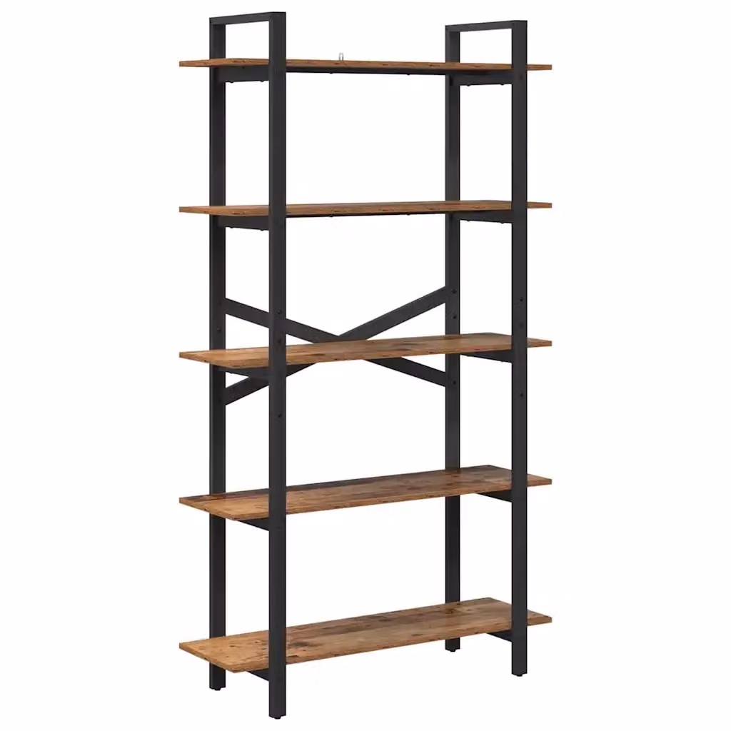 Libreria a 5 livelli in stile industrial vidaXL, colore marrone, L 100 cm x P 33,5 cm x H 178 cm – 2