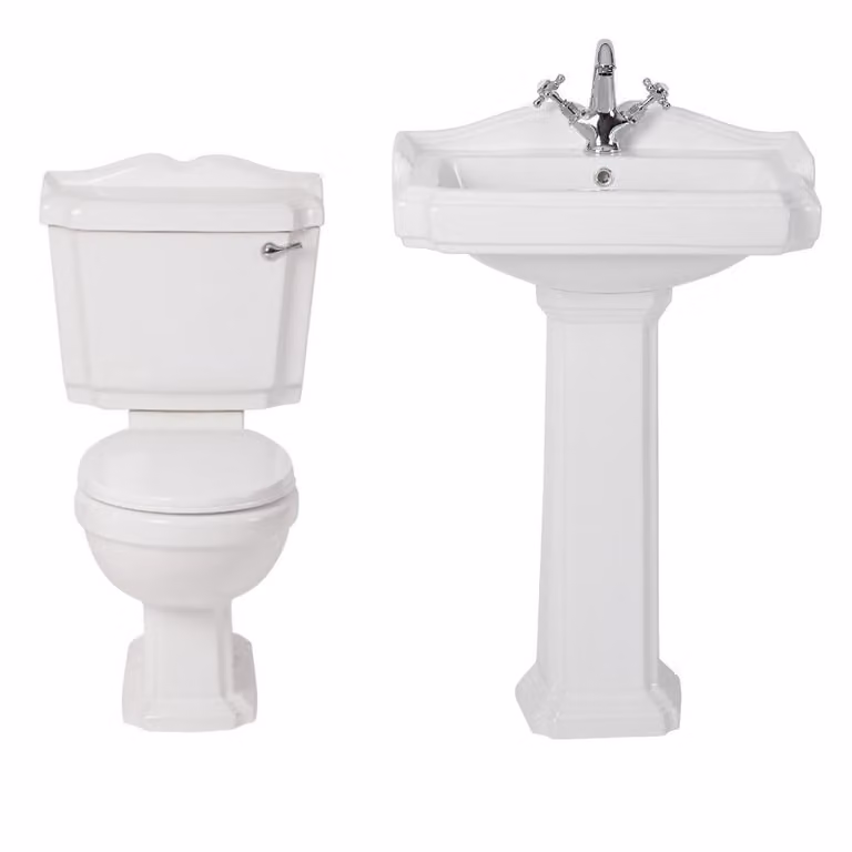 Set Bagno WC Monoblocco- Lavabo su Colonna - Soluzione completa - Stile Moderno - Regent