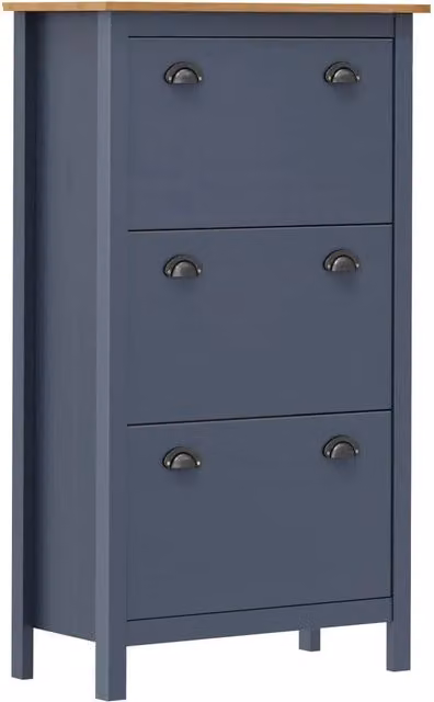 Scarpiera mobile Hill in legno di pino massiccio grigio per ingresso, corridoio o soggiorno, L/P/H: 72 x 35 x 124 cm – 1