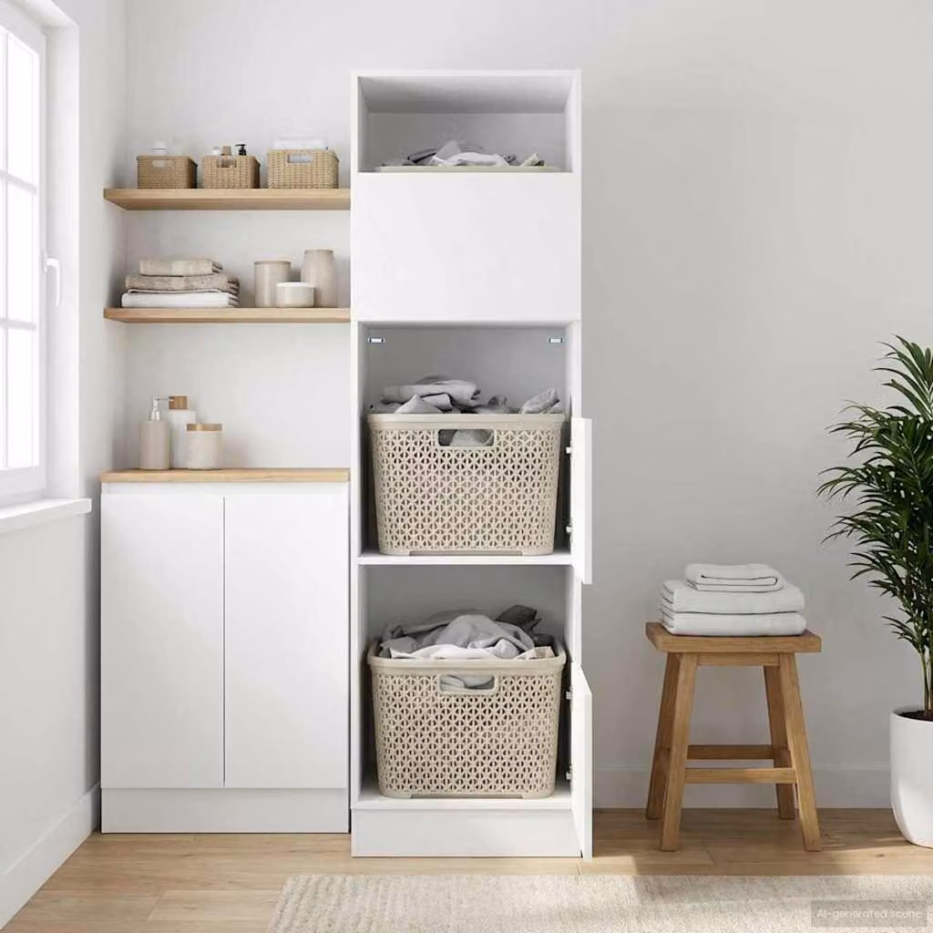 Mobile da lavanderia vidaXL con ante in Rovere Nero, L: 50 cm, P: 68 cm, H: 162 cm