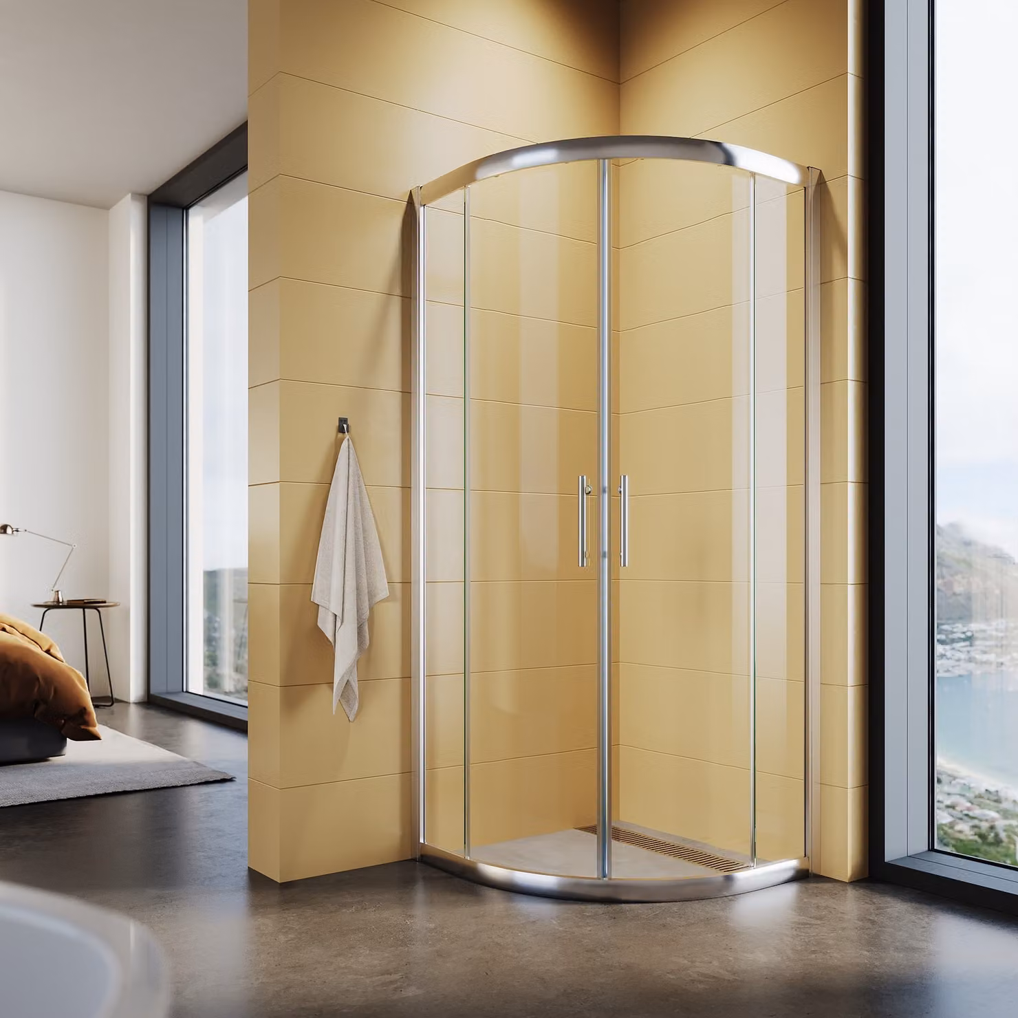SONNI ingresso angolare quadrante 90x90 cm doccia rotonda porta scorrevole cabina doccia cabina doccia