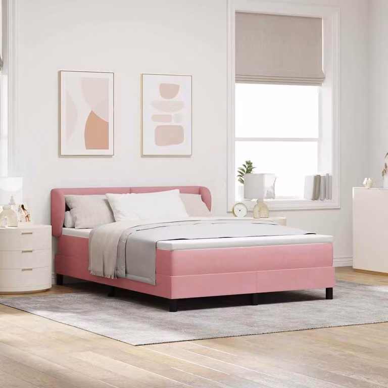 Maison Exclusive - Letto boxspring con testiera Rosa 160 x 200 cm in velluto