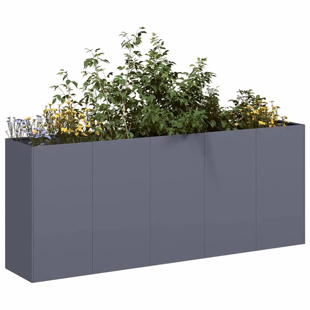 vidaXL Fioriera in Acciaio Antracite L: 200 cm, P: 40 cm, H: 80 cm