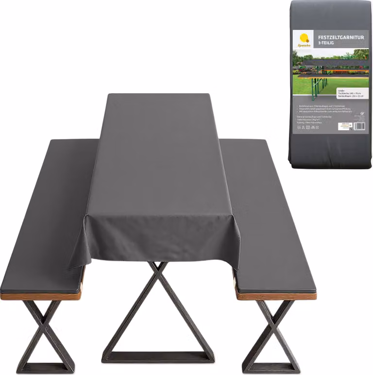 Set tenda 3 pezzi imbottito in antracite - ca. 240 x 70 / 220 x 25 cm - Set tenda birra imbottito copricuscino