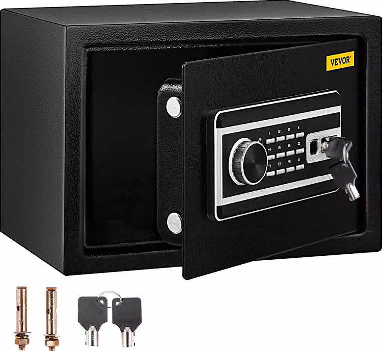 Cassaforte da 0,8 piedi cubi, cassaforte per mobili con capacità di carico di 10 kg, cassaforte a muro nera antipolvere con codice di impronte digitali tastiera chiave 4 sistemi di chiusura cassaforte di sicurezza appartamento hotel ufficio