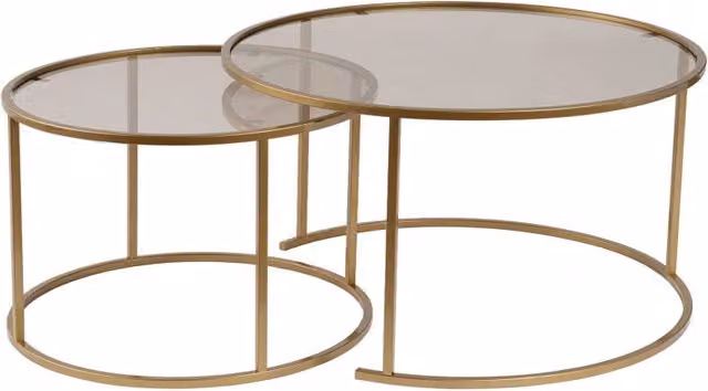 Set di 2 tavolini da salotto in metallo "Aurum" - 80 x 80 x 43 cm - Oro bronzo