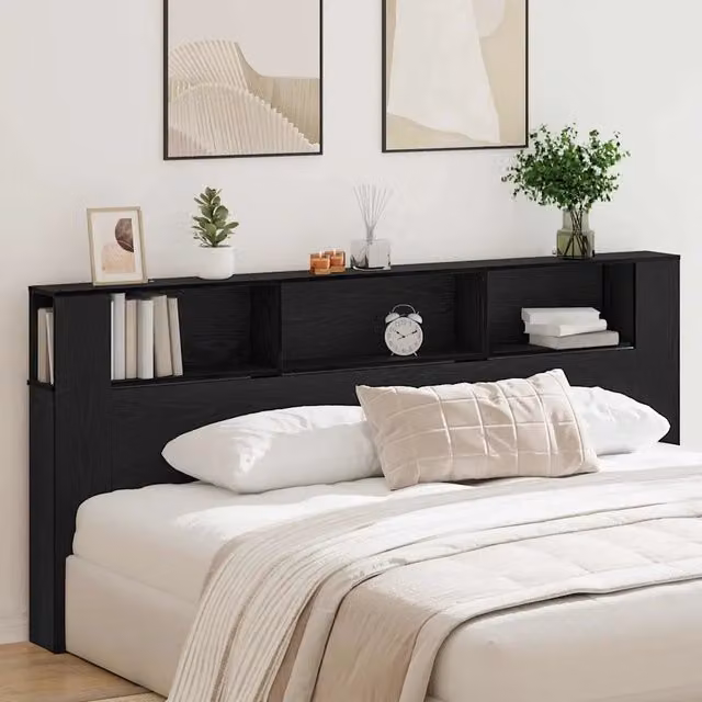 Testiera decorativa moderna vidaXL in legno nero con ripiano integrato L 220 x P 18.5 x H 102.5 cm – 1