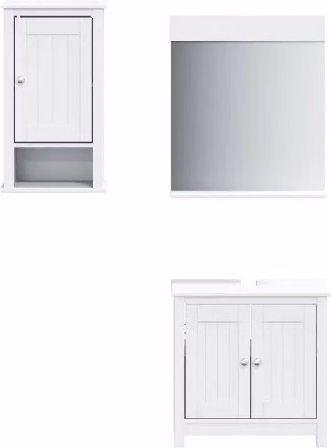 Set Mobili da Bagno | Armadio da bagno 3 pz BERG Bianco in Legno Massello di Pino