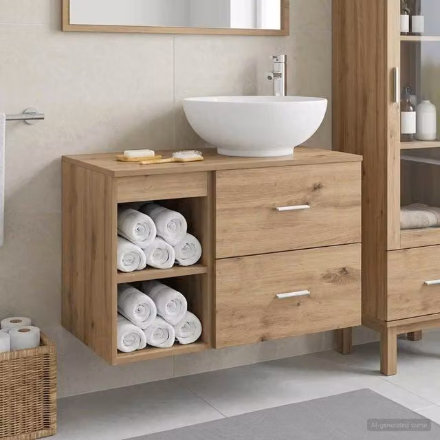 Set di mobili per il bagno 2 pz Rovere Artigianale 3403919