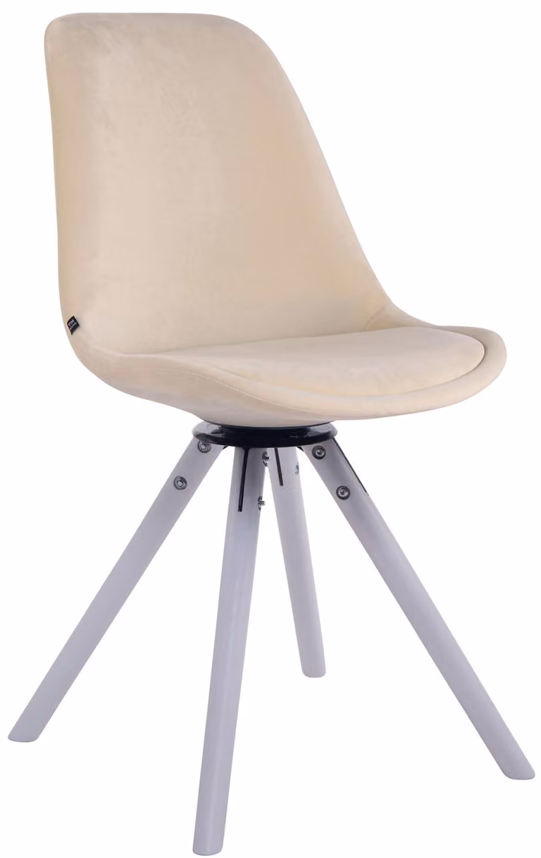 Sedia da pranzo Troyes velluto rotondo bianco