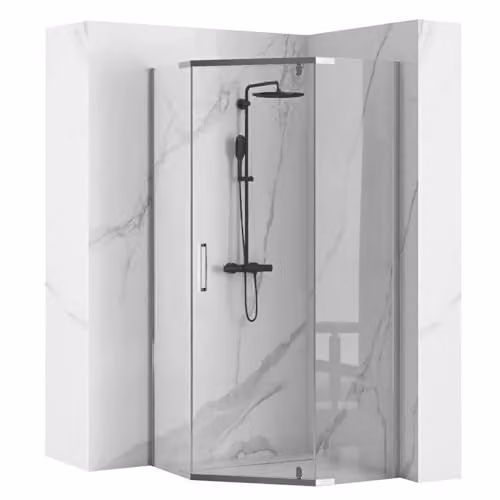 Rea - Box Doccia Axin Chrom 90X90 Box Doccia Con Piatto Doccia Vetro Temperato Di Sicurezza Trasparente 6 mm (Cromo)