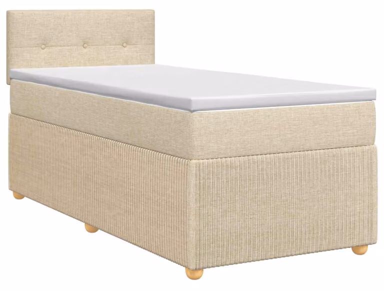 Letto a molle con materasso crema 100 x 200 cm in tessuto