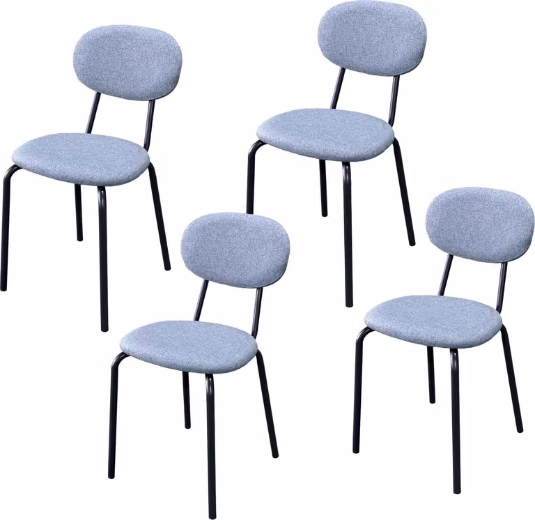 Sedia Anella grigia, set da 4