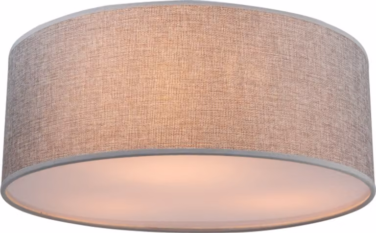 Globo Lighting plafoniera in metallo nichel opaco, plastica, tessuto grigio, acrilico satinato, ø: 400mm, H: 175mm, escl. 3x E14 40W 230V