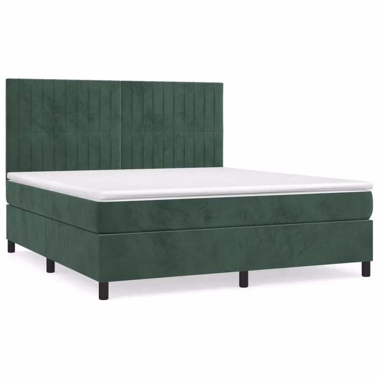 Giroletto a Molle con Materasso Verde Scuro 160x200 cm Velluto