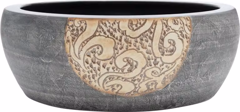 Lavabo da Appoggio Nero e Marrone Rotondo Φ41x14 cm Vetroceramica
