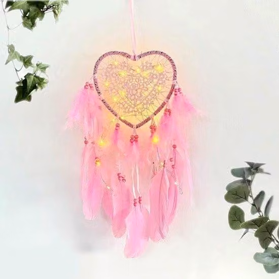 Bocchetta a LED da parete - Rosa - Imbottitura in piume - Decorazione da parete - Regalo per ragazze e donne