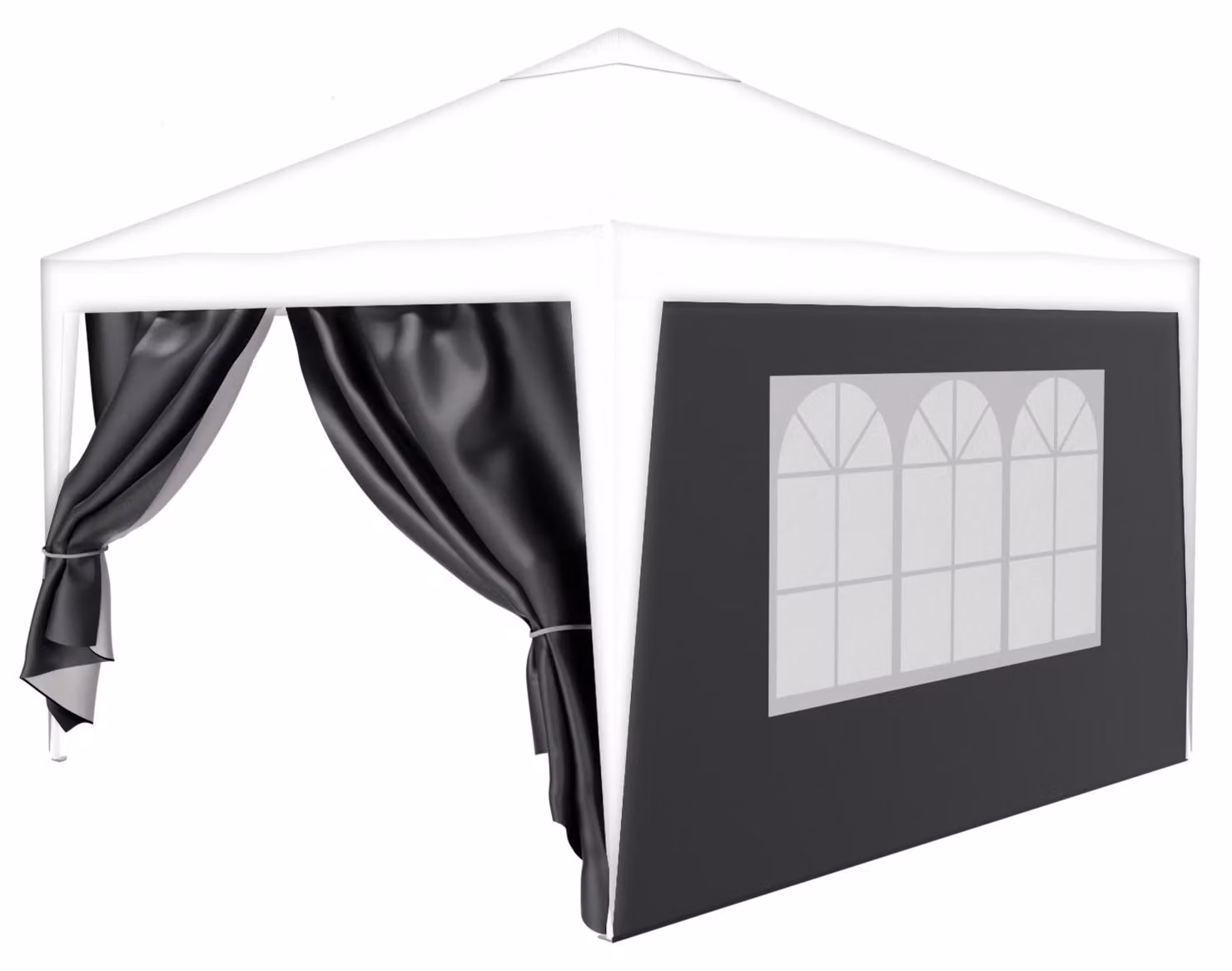 24MOVE® Set di 2 pannelli laterali per gazebo, dimensioni 2x3 metri, con finestra e cerniera, impermeabili, grigi - ideali per tende da festa, gazebo per eventi, festival