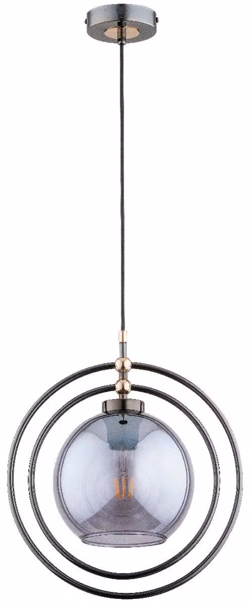 Lampada a sospensione con anelli girevoli MANDI nera 1xE27x15W in metallo, dimensioni: 81,5x32,5x32,5 cm, IP20 Alfa