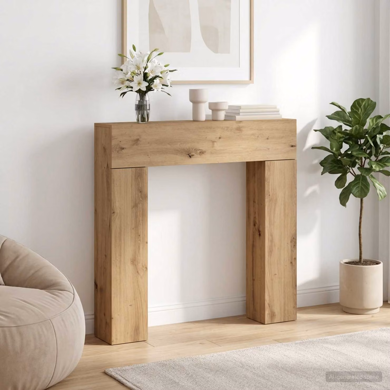 Cornice per camino artigianale vidaXL in legno color marrone L: 102 cm, P: 18 cm, H: 100,5 cm