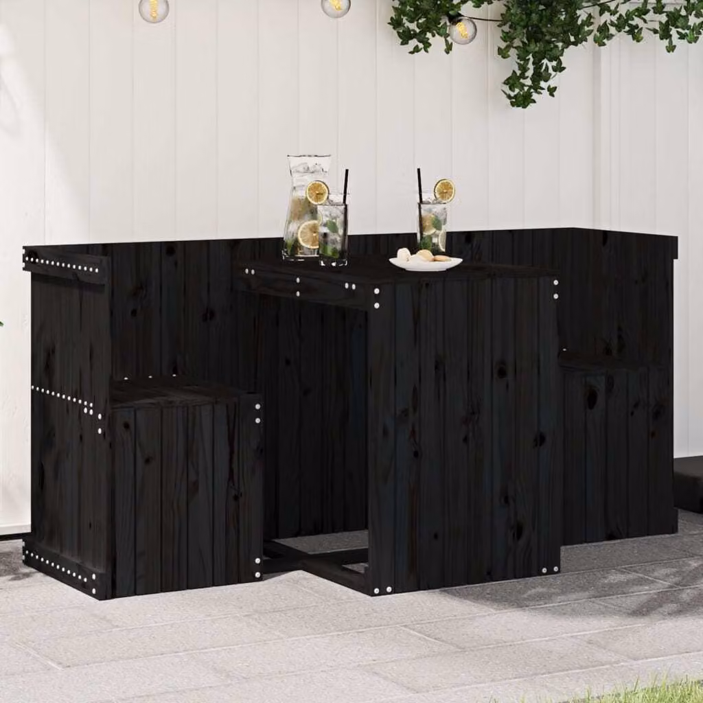 Maison Exclusive - Set di mobili da balcone a 2 posti in legno massello di pino nero
