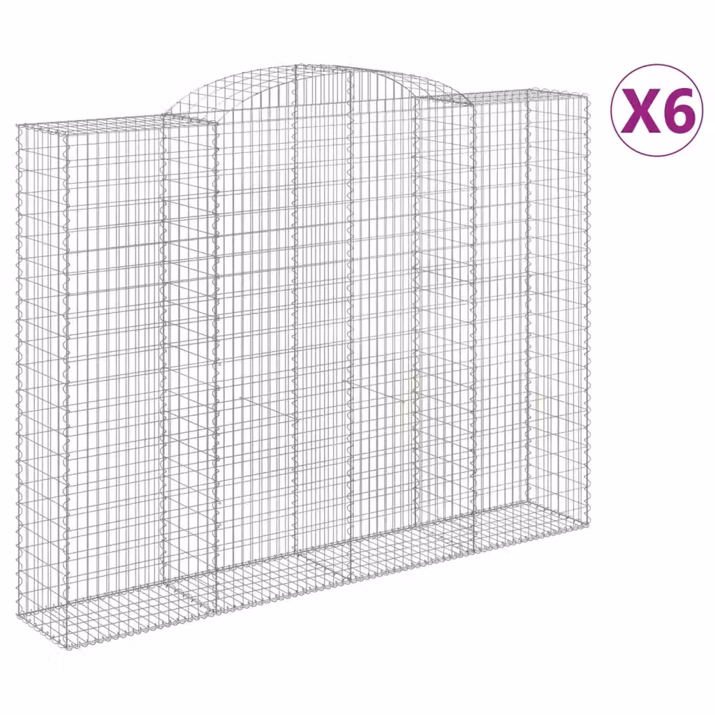 Set di 6 Cesti Gabbioni ad Arco vidaXL in Acciaio Zincato Argento L: 300 cm, P: 50 cm, H: 220/240 cm – 2