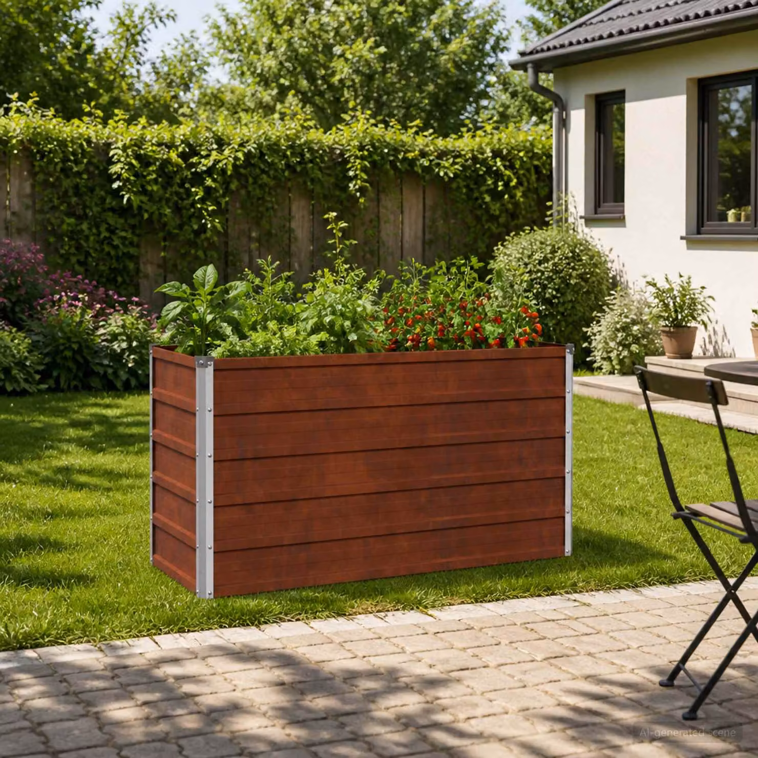 Letto rialzato da giardino vidaXL in metallo Corten colore marrone L: 100 cm, P: 40 cm, H: 55 cm