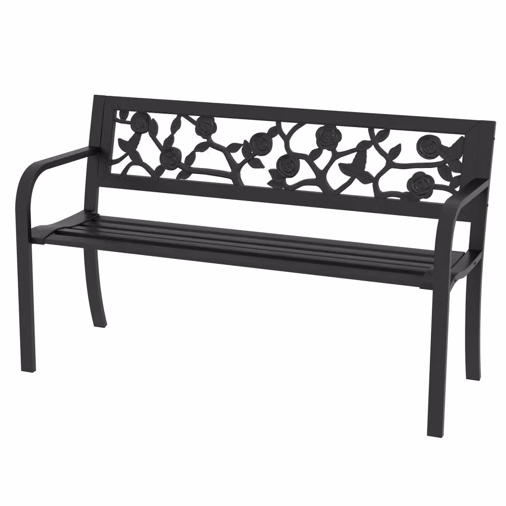 Panchina da giardino Minimal a 2 posti in acciaio nero L: 127 cm, P: 50 cm, H: 75 cm – 2