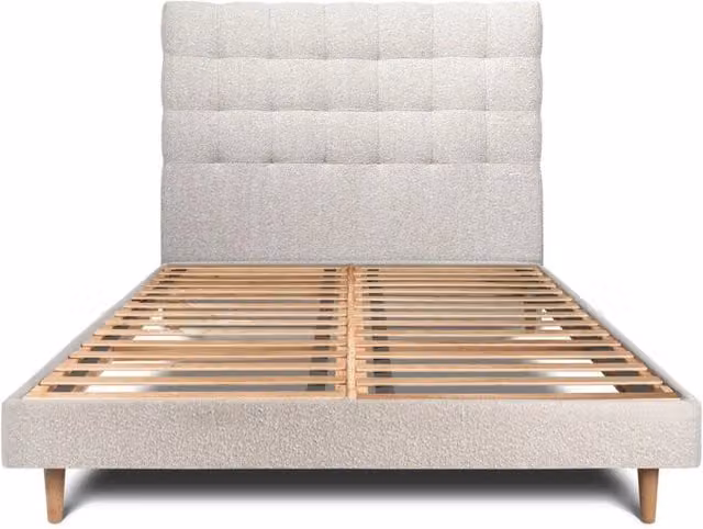 Letto 140x190 cm con testata imbottita - tessuto bouclé